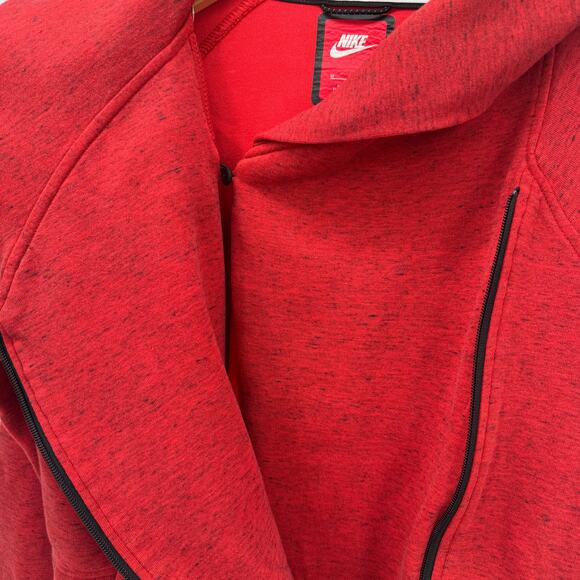 Nike Hoodie Womens Medium Red Tech Fleece Cape Jacket Full Zip Activewear - Picture 7 of 11